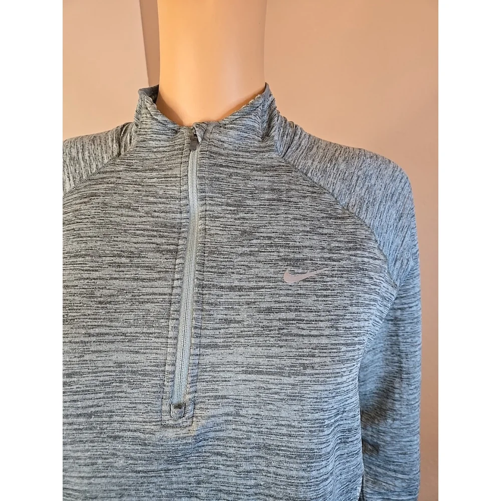 Nike Womens Blue Heathered Dri-Fit Quarter Zip Running Top Size Medium